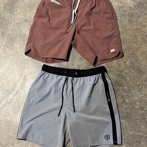 Vuori Men's Athletic Shorts in Maroon and Gray